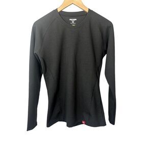 KOMBI Women's Wool Blend Outdoor Sports Base Layer Long Sleeve Top Black Medium